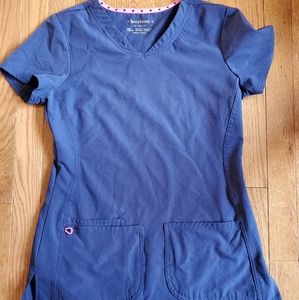 Navy blue heart soul scrub top